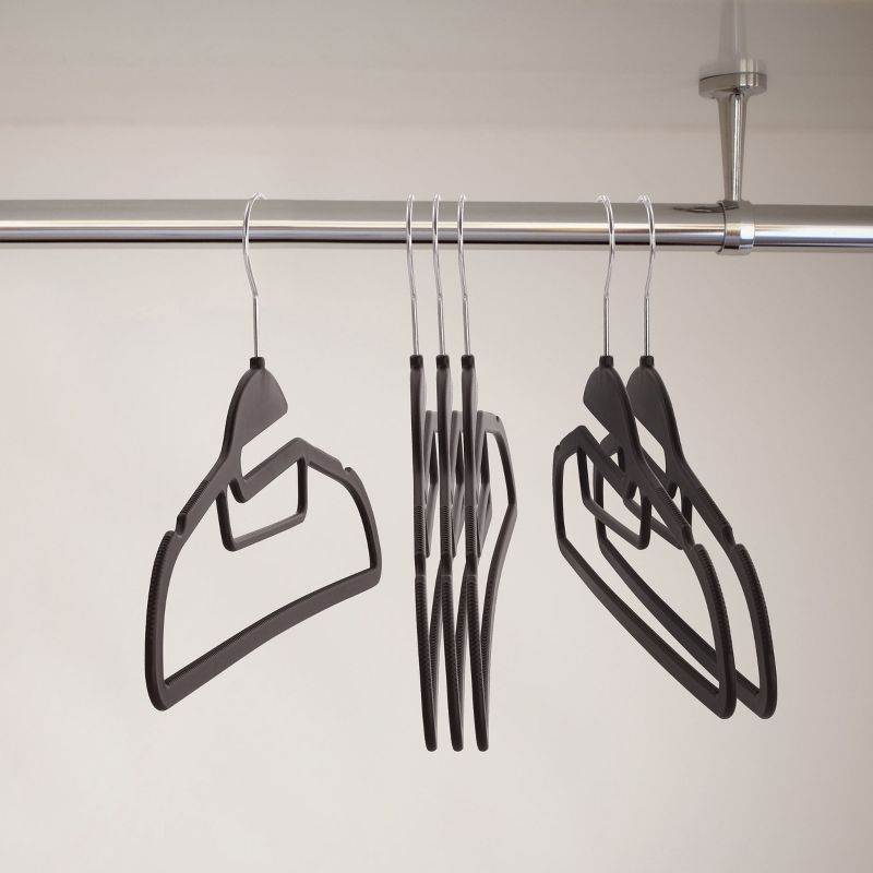 Elama Home 30 Piece Rubber Non Slip Hanger with Hanging Tab in Black, 2 of 8