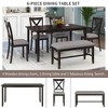 NicBex 6-Piece Dining Set with Bench, Wooden Kitchen Table Set for 6 - Rectangular Dining Table, 4 Chairs & Bench - 4 of 4