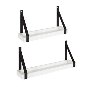 (Set of 2) 5" x 10" Sudbury Wood and Metal Wall Shelf Set White/Black - Kate & Laurel All Things Decor: Modern Floating Storage - 1 of 4