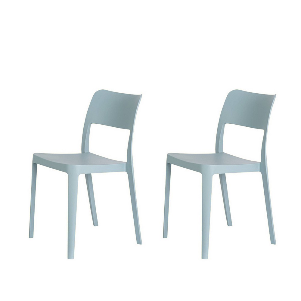 Photos - Garden Furniture Lagoon 2pk La Vie Stackable Patio Armless Chairs Blue - : Resin, All-Weathe 