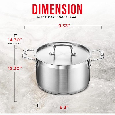Bakken 5 Quart Brushed Stainless Steel Stockpot with Lid