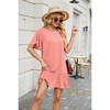 Womens Flowy T Shirt Dress Bell Sleeve Summer Shift Dress with Flounce Hem Flutter Lounge Dress Boat Neck Short Sleeve Mini Dress - 2 of 4