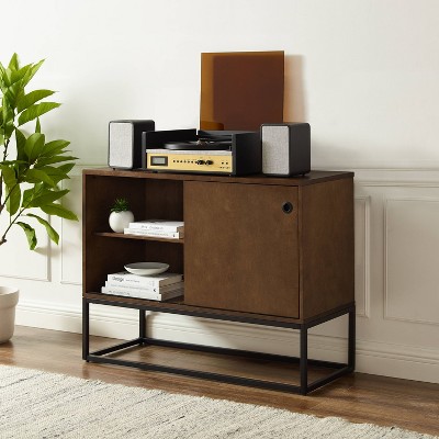 Byron 45'' Brown and Black Modern Vinyl Record Storage Console