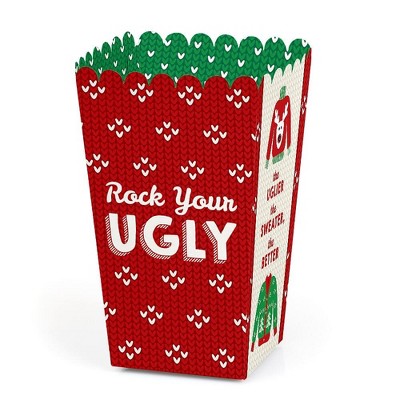 Big Dot of Happiness Ugly Sweater - Holiday and Christmas Party Favor Popcorn Treat Boxes - Set of 12