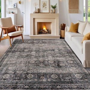 Traditional Machine Washable Area Rugs 5x7 Ultra-Soft Vintage Printed Throw Rugs Foldable Thin Indoor Carpet Non-Shedding Oriental Floor Cover - 1 of 4