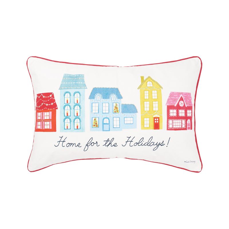 C&F Home Village Holiday Printed & Embellished Throw Pillow, 1 of 5