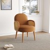 Mid-Century Velvet Accent Chair with Rattan Armrests & Wooden Legs,Lounge Chair for Living Room Bedroom-Baofuwish - 2 of 4