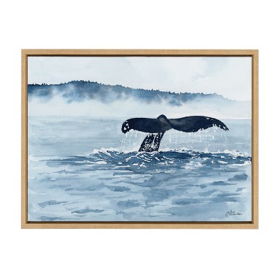 Natural Framed Whale Watching Canvas Print, 27" x 22"
