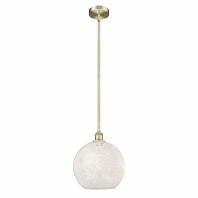 White Mouchette - 1 Light Stem Hung Pendant In Modern Style-13 Inches Tall and 12 Inches Wide