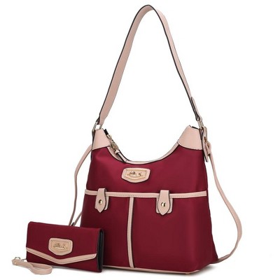 MKF Collection Harper Nylon Shoulder Hobo Bag with Matching Wallet by Mia K