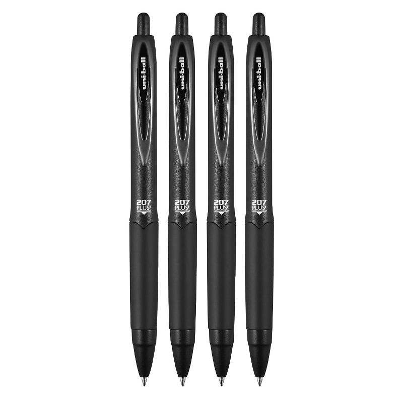 uni-ball uniball 207 Plus+ Retractable Gel Pens Medium Point 0.7mm Black Ink 4/Pack (70460), 3 of 9