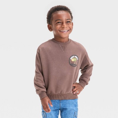 Grayson Mini Toddler Boys' French Terry Crewneck Sweatshirt - Brown