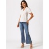 Allegra K Women's Short Sleeve Casual V Neck Print Notch Lapel Collar Summer Blouses - 4 of 4