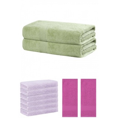 REGALWOVEN Absorbent Solid Bath Hand Face Cloths Cotton Towels 3 Piece Sets