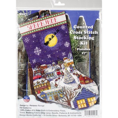 Design Works Counted Cross Stitch Stocking Kit 17" Long-Christmas Eve (14 Count)