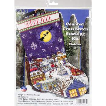 Santa & Kitten Stocking Counted Cross Stitch Kit – Stitch 'N Frame