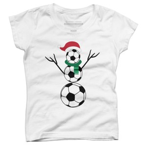 Girl's Design By Humans Funny Christmas Shirts Soccer Snowman T-Shirt By RaisedByBears T-Shirt - 1 of 3