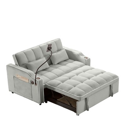 NicBex Modern Pull Out Sofa Bed Convertible Sofa Couch with Adjustable Back, USB Port and Swivel Phone Stand for Living Room