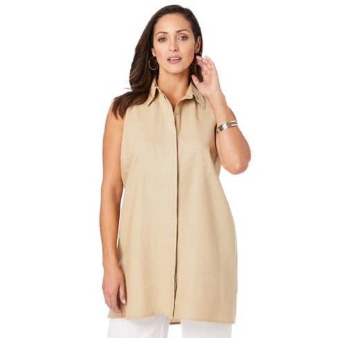 Jessica London Women's Plus Size Linen-blend Sleeveless Shirt : Target