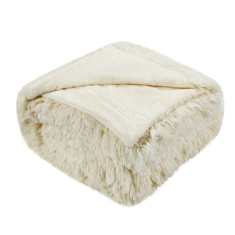 Tangkula Throw Blanket Thick Fuzzy Warm Soft Blanket and Throw for Sofa Bed Beige, 4 of 7