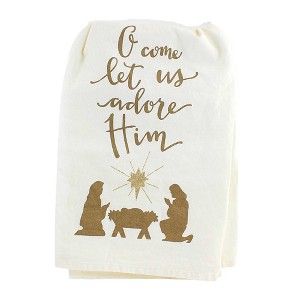 PRIMITIVES BY KATHY 28.0 Inch Let Us Adore Him Nativity Scene Star Kitchen Towel - 1 of 3