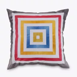 18''x18'' Square Satin Stitch Embroidered Decorative Throw Pillow Dark Pink/Dark Gray/Yellow - Trina Turk