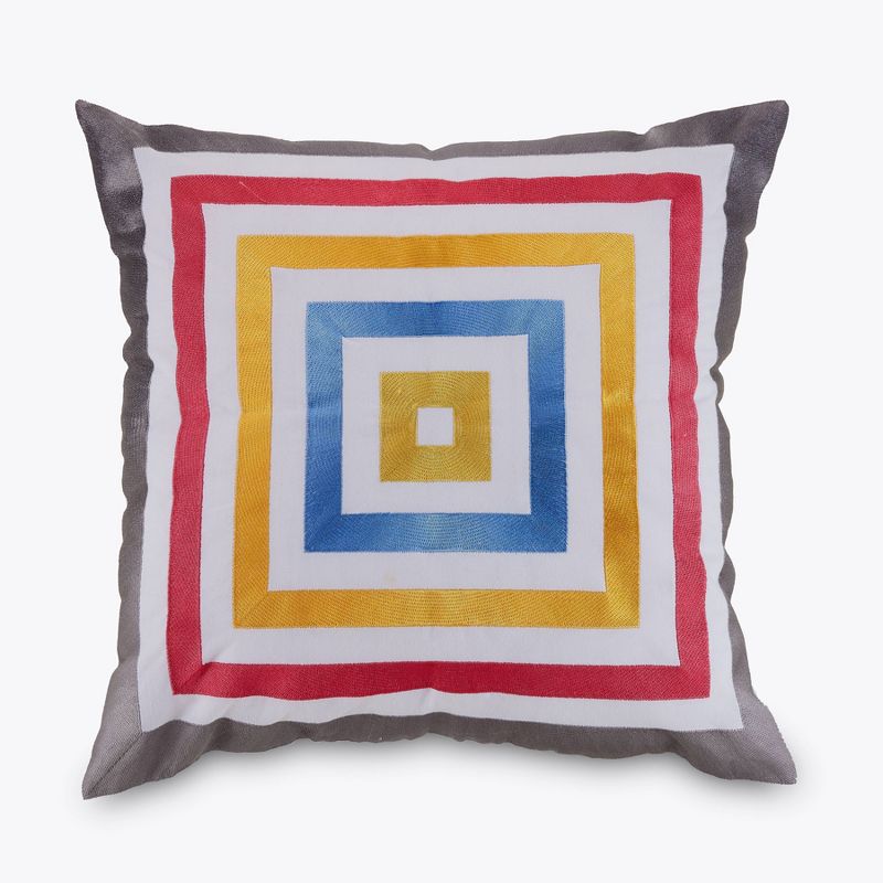 18&#39;&#39;x18&#39;&#39; Square Satin Stitch Embroidered Decorative Throw Pillow Dark Pink/Dark Gray/Yellow - Trina Turk, 1 of 4