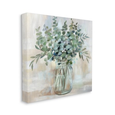 Eucalyptus Arrangement in Rustic Jar Canvas Wall Art, 30 x 30
