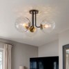 LLHZSY 3-Light Dimmable Semi Flush Mount Ceiling Light with Swirl Shade-Black/Gold - 2 of 4
