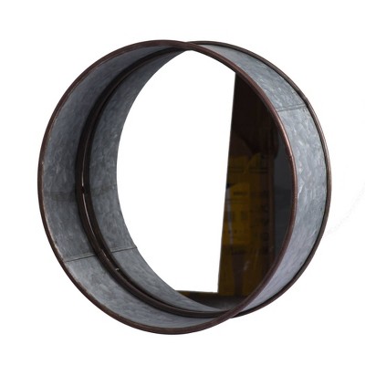Set of 5 Gray Iron Round Wall Planters with Wood Shelves
