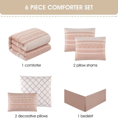 Nanshing 6pc Queen Cleluya Comforter Bedding Set Blush — фото 4