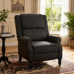 MAYEERTY Gray Faux Leather Pushback Recliner Chair, Ergonomic Design for Living Room, Bedroom & RV - 1 of 4