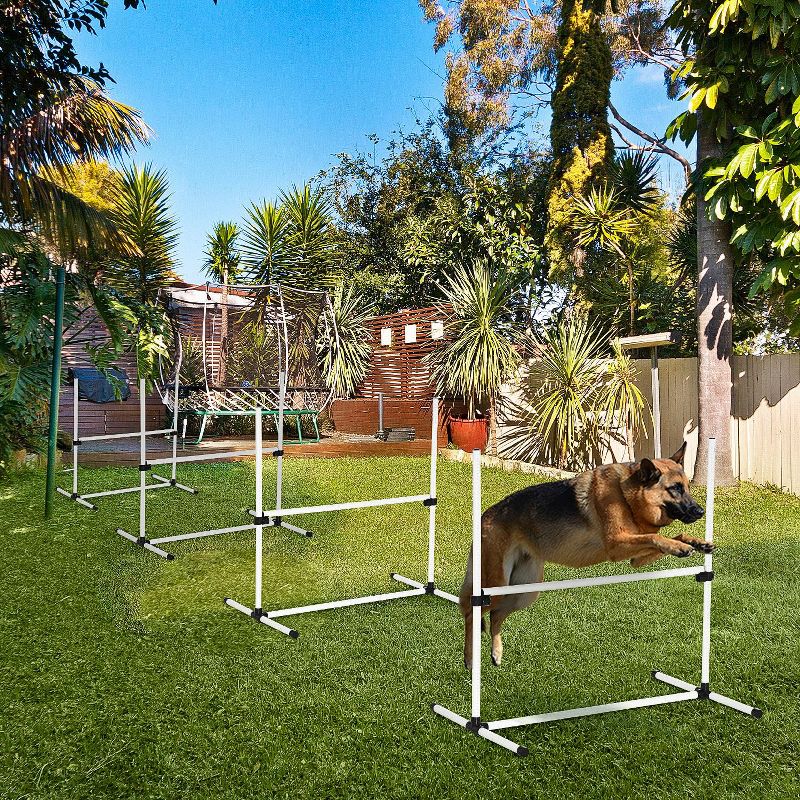 PawHut 4 Piece Dog Agility Starter Kit with Adjustable Height Jump Bars, Included Carry Bag, & Displacing Top Bar, 2 of 7