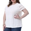 Agnes Orinda Women's Plus Size Round Neck Short Sleeve Lace Panel Dressy Eyelet Summer Casual T-Shirts - 2 of 4