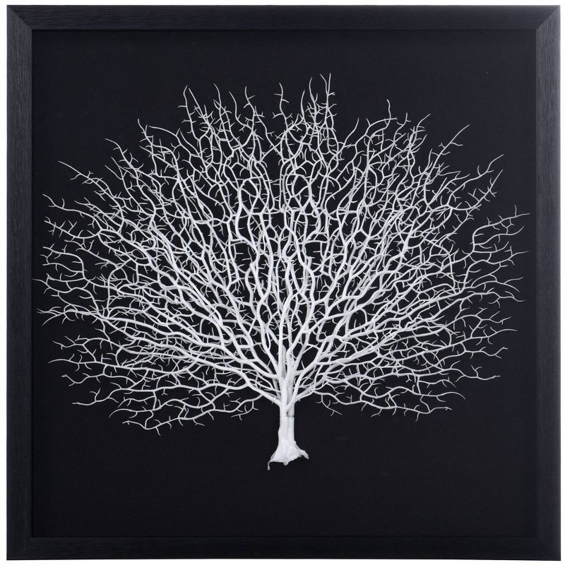 White Tree on Black Background Shadow Box White - StyleCraft, 1 of 8