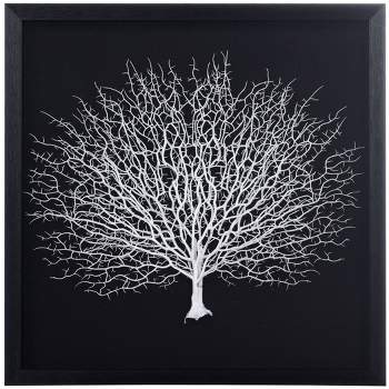 White Tree on Black Background Shadow Box White - StyleCraft