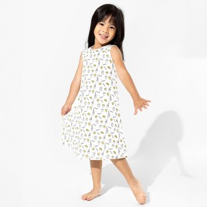 Bellabu Bear Kids Milk & Cookies White Bamboo Girls' Sleeveless Dress - 1 of 4
