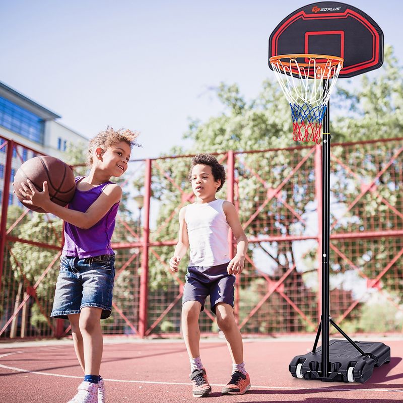 Costway Adjustable Kids Basketball Hoop Stand W/Durable Net Shatterproof Backboard Wheel, 3 of 11