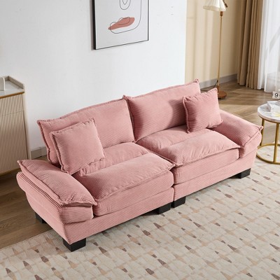 NicBex 84 Inch Corduroy Couch Loveseat Sofa with 2 Pillows for Living Room,Small Space,Office,Apartment