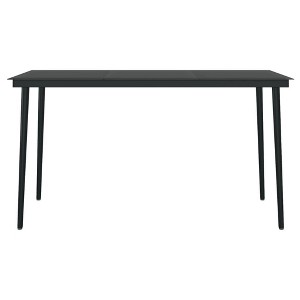 vidaXL Garden Dining Table Black Powder-coated steel, glass - 1 of 4