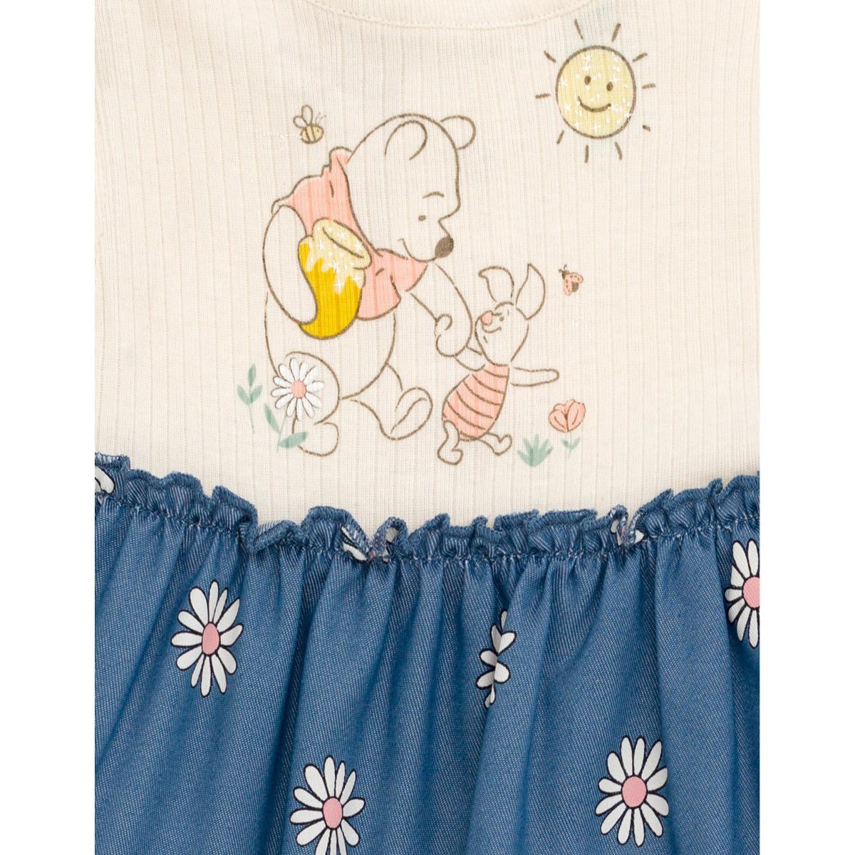 Disney Winnie the Pooh Piglet Floral Baby Girls Chambray Dress and Diaper Cover Outfit Set Newborn to Infant - thumbnail 6