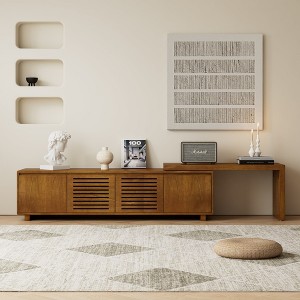 HDZNVF 63 inch Mid Century Modern Extendable TV Stand for TVs up to 75 inch with Storage and Adjustable Panel, Brown - 1 of 4
