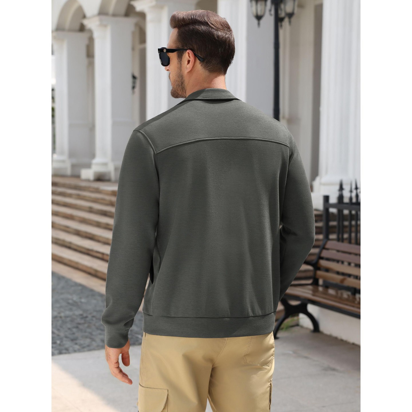 Мужская куртка COOFANDY Athletic Full Zip Jacket Lightweight Training Jacket for Gym and Travel-Deep Grey, цвет: Глубокий серый — фото 2