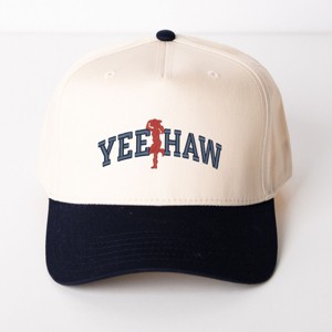 3D Puff Embroidered Yee Haw Cowgirl - Women's Canvas Trucker Hat - 1 of 3