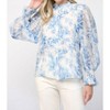 Women's Elegance In Bloom Floral Ruffle Neck Blouse - Fate - 3 of 4