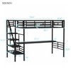 Metal Twin Size Loft Bed with Desk, Black - ModernLuxe - 3 of 4