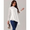 Seta T Women's Lace Long Sleeve Mock Neck Asymmetric Hem Casual Elegant Blouses - 3 of 4
