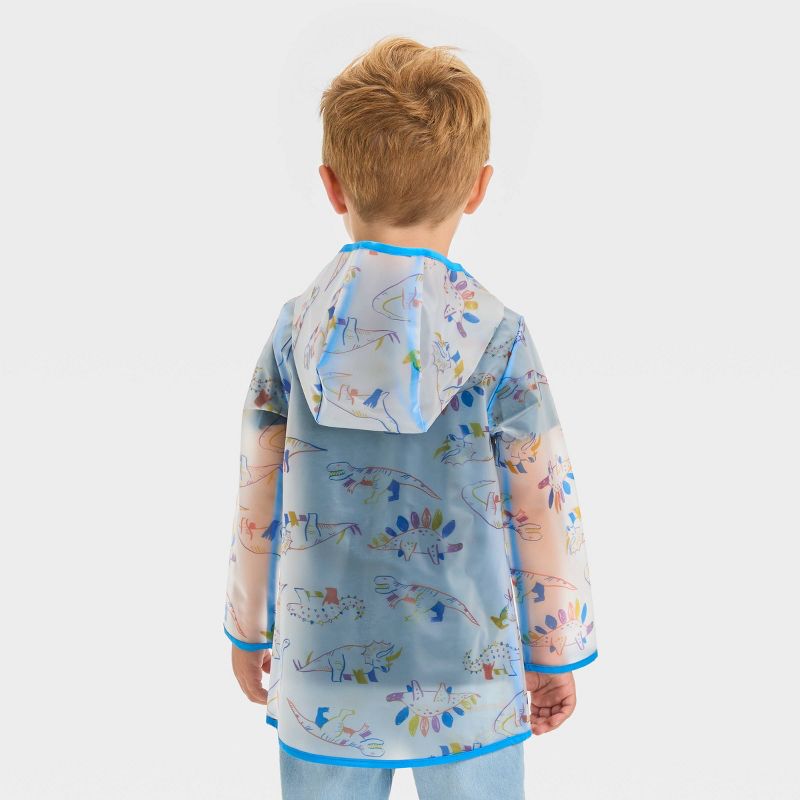 Toddler Boys' Dino Printed Clear Rain Jacket - Cat & Jack™ Blue, 3 of 5