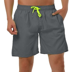 Lars Amadeus Men's Solid Beach Shorts Drawstring Surfing Mesh Lining Swimwear Board Shorts - 1 of 4