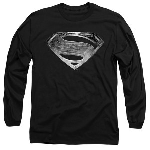 Men’s Justice League Movie Superman Symbol Black Suit Long Sleeve T-Shirt - 1 of 4